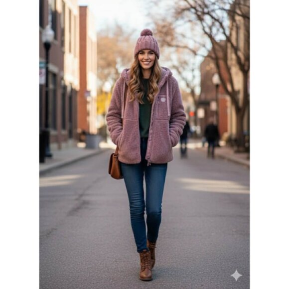 Reebok Teddy Bear Hoodie | Soft Fleece Zip Front | Size Large - Picture 7 of 7